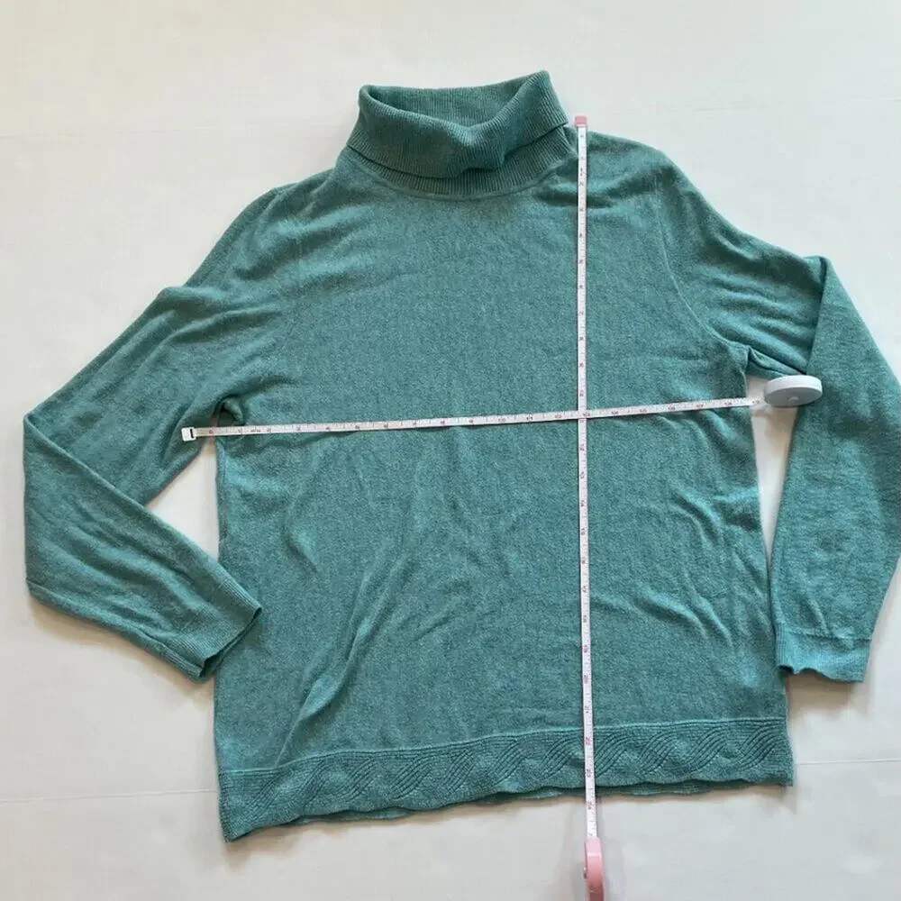Talbots Seafoam Green Cotton Blend Turtleneck Knit Sweater, Preppy, Y2K, MP